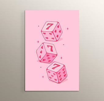 Lucky Dice Pembe Şans Zarı Mdf Tablosu