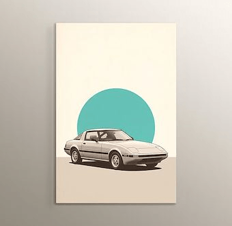 Retro Otomobil Manzarası - Nostaljik Otomobil Serisi Mdf Tablosu