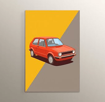 Retro Yolculuk Otomobili - Renkli Otomobil Serisi Mdf Tablosu