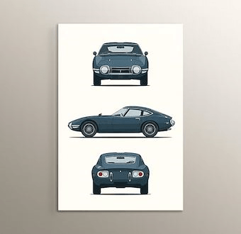 Toyota 2000GT - Teknik Çizim Otomobil - Teknik Otomobil Çizimleri Serisi Mdf Tablosu