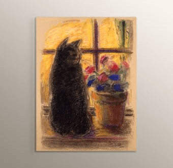 Cat and Flowers - Çiçekler Arasında Kedi Mdf Tablosu