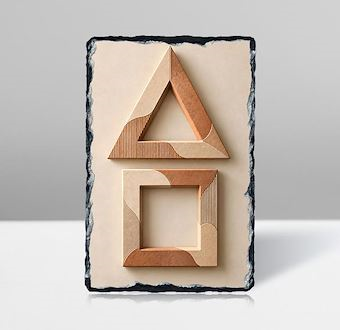 Bej ve Toprak Tonlarında Geometrik Denge Taş Tablosu