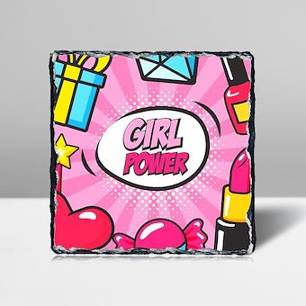 Çizgi Roman Stili - Girl Power Taş Tablosu