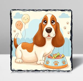 Mama Saatinde Sevimli Köpek Taş Tablosu