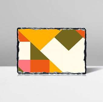 Tangram Yapbozu Tarzında Renkli Şekiller Taş Tablosu