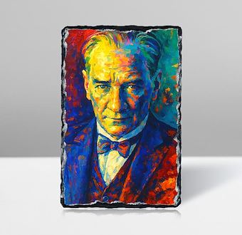 Atatürk - Cumhuriyetin Renklerle Çizilen Kararlılığı Taş Tablosu