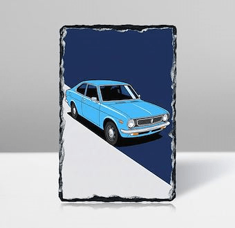 Japon Klasiği - Retro Sedan Otomobil - Renkli Otomobil Serisi Taş Tablosu