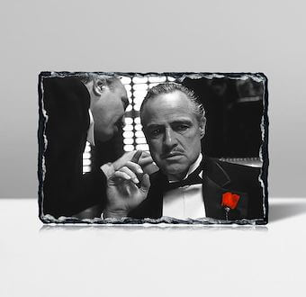  The Godfather - Don Vito Corleone - Baba - Siyah Beyaz Taş Tablosu