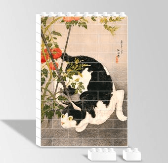 Black Cat and Tomato Plant Yapboz Resim