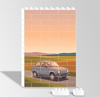 Retro Şehir Aracı - Stilize Otomobil Serisi Yapboz Resim