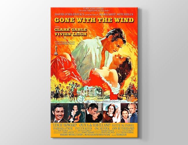 Gone with the Wind - Clark Gable - Vivien Leigh Kanvas tablosu
