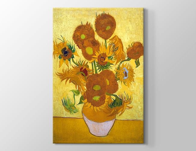 Onbeş Ayçiçekli Vazo - Vase with Fifteen Sunflowers Vincent van Gogh Kanvas tablosu