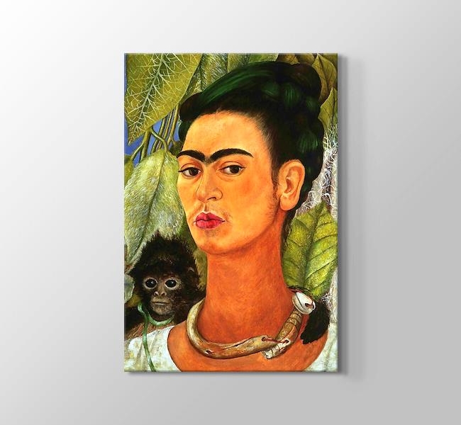 Self Portrait with Monkey 1938 - Kanvas Tablosu