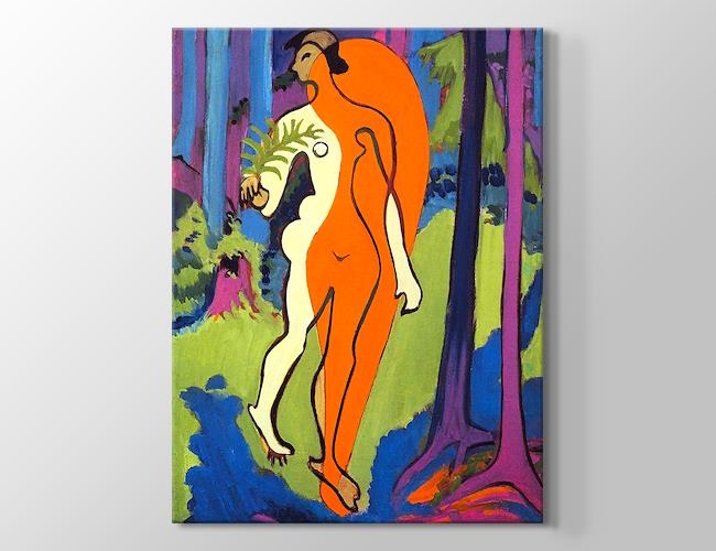 Nude in Orange and Yellow Ernst Ludwig Kirchner Kanvas tablosu