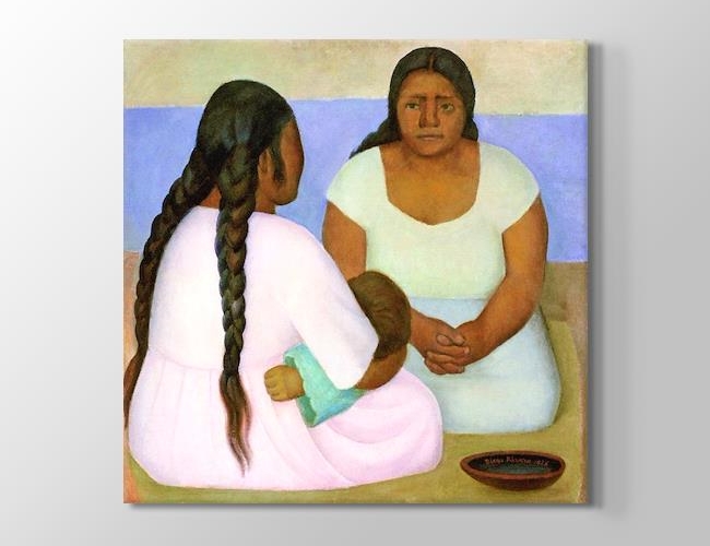 Two Women and a Child 1926 Diego Rivera Kanvas tablosu