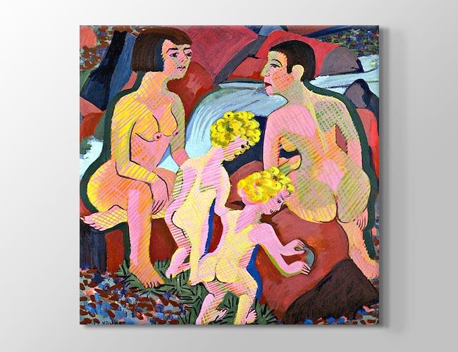 Bathing Women and Children Ernst Ludwig Kirchner Kanvas tablosu