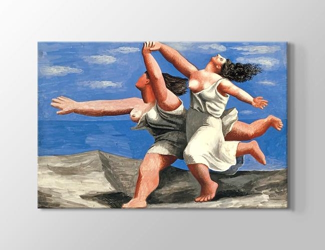 Two Women Running on the Beach Pablo Picasso Kanvas tablosu