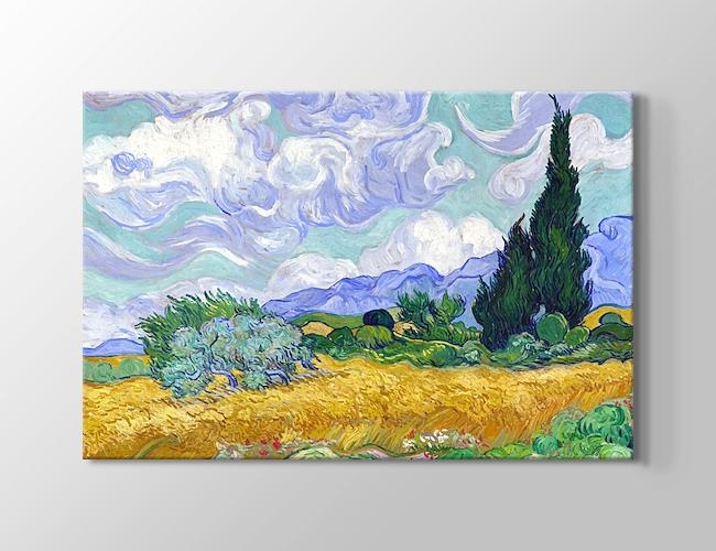 Oat Field with Cypress Vincent van Gogh Kanvas tablosu