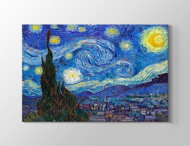 Starry Night - Yıldızlı Gece 1889 Vincent van Gogh Kanvas tablosu