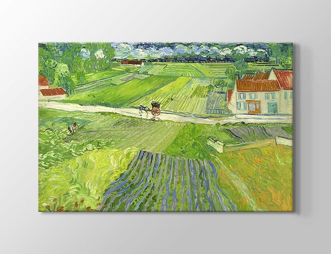 Landscape with Carriage and Train Vincent van Gogh Kanvas tablosu