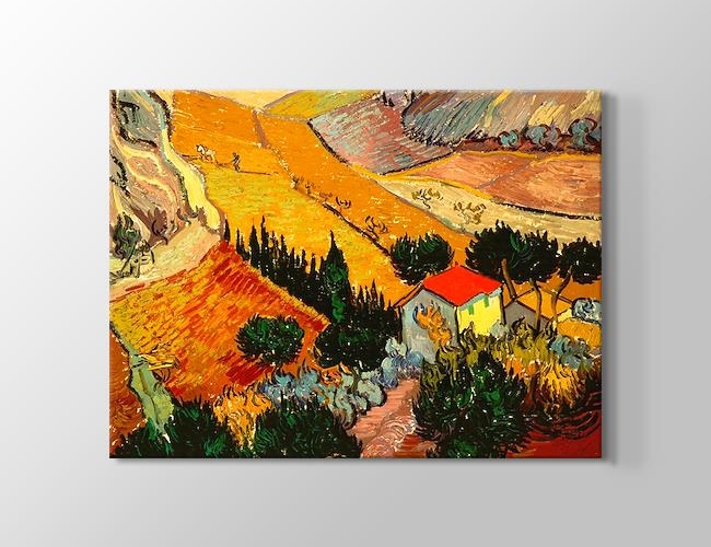 Landscape with House and Ploughman Vincent van Gogh Kanvas tablosu