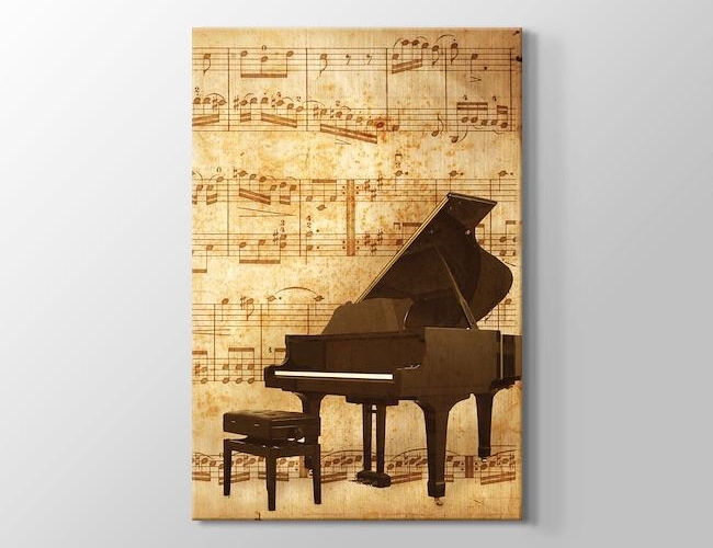 Piyano ve Nota Kağıdı Kanvas tablosu
