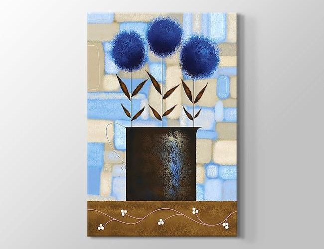Mavi Mimoza Çiçeği Çalışması Kanvas tablosu