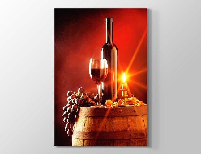 Wine and Candle - Şarap ve Mum Kanvas tablosu