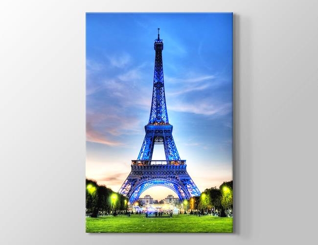 Paris - Eiffel Tower in Blue Kanvas tablosu