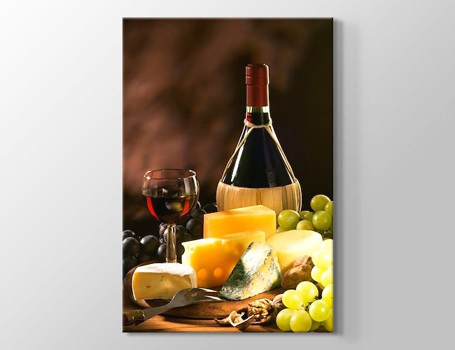 Cheese and Wine - Peynir ve Şarap Kanvas tablosu