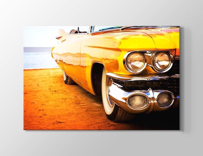 Klasik Araba Sarı Cadillac Kanvas tablosu