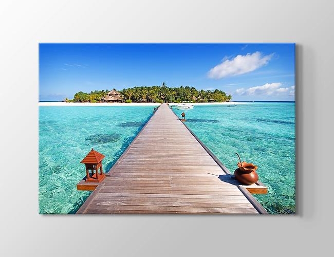 Maldives - Wooden Pathway Kanvas tablosu