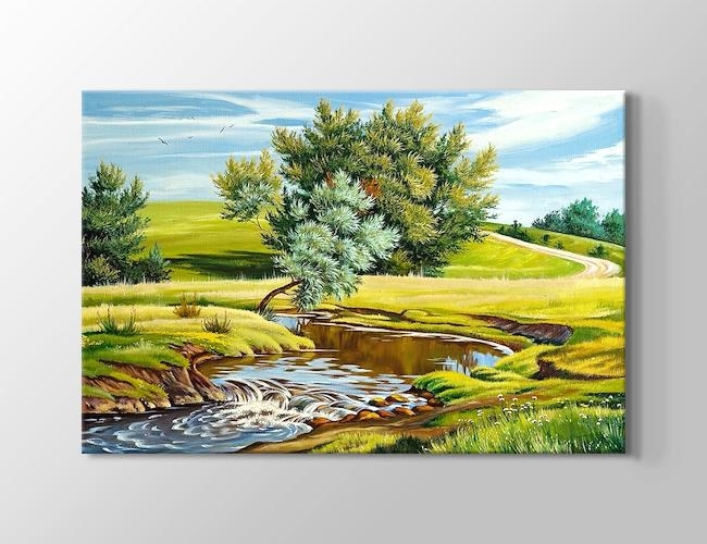 Güzel Nehir Manzarası - Beautiful River View Kanvas tablosu