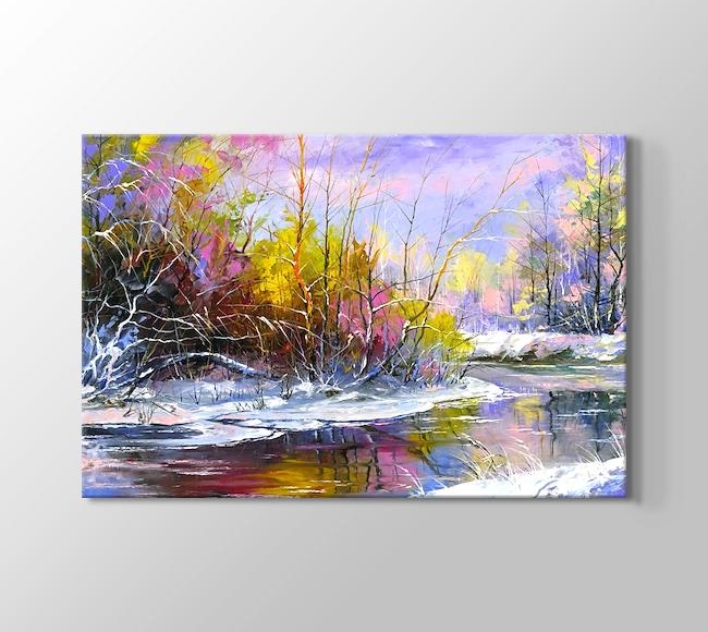  Snowy Lake and Colorful Nature