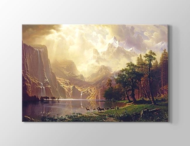 Among the Sierra Nevada Mountains Albert Bierstadt Kanvas tablosu