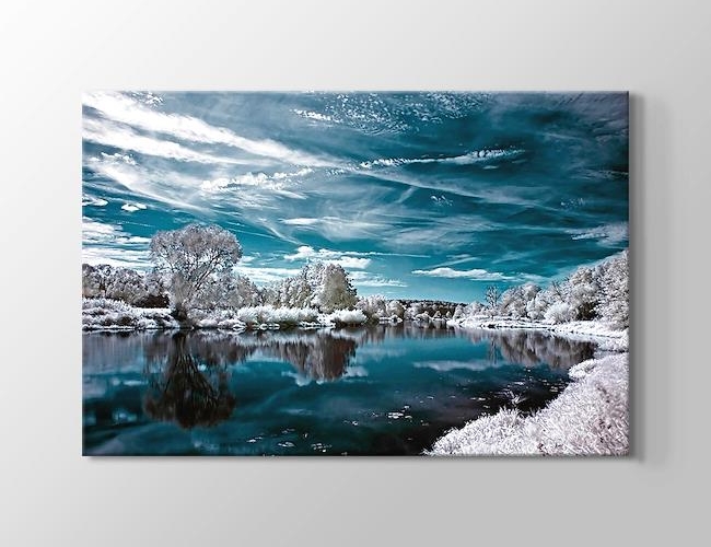 Kış Zamanı Güzel Göl Zamanı Kanvas tablosu