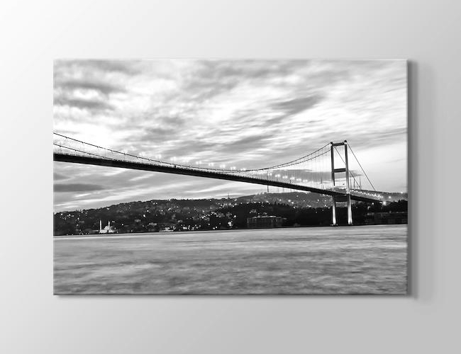 İstanbul - Boğaziçi Köprüsü - Siyah Beyaz Kanvas tablosu