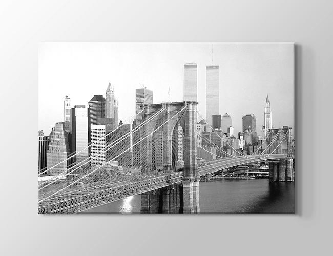 New York - Brooklyn Bridge - Siyah Beyaz Kanvas tablosu