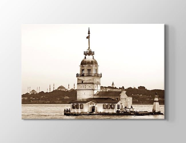 İstanbul - Kız Kulesi Gri Denge II Kanvas tablosu
