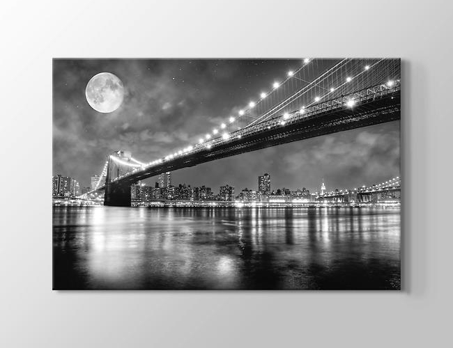 New York - Brooklyn Bridge at Night Kanvas tablosu