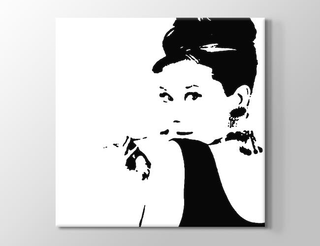 Audrey Hepburn - Pop Art - Black White Kanvas tablosu