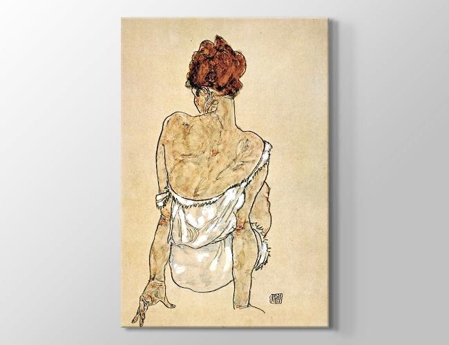 Zittende Vrouw on the Rug Egon Schiele Kanvas tablosu