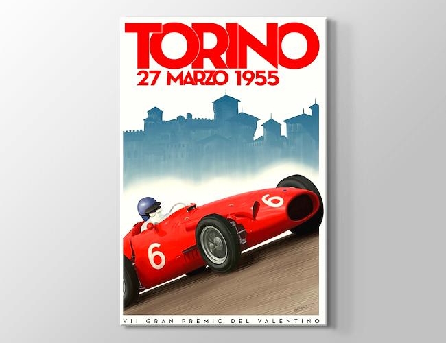 1955 Torino Formula 1 Vintage Posteri Bradley Kanvas tablosu
