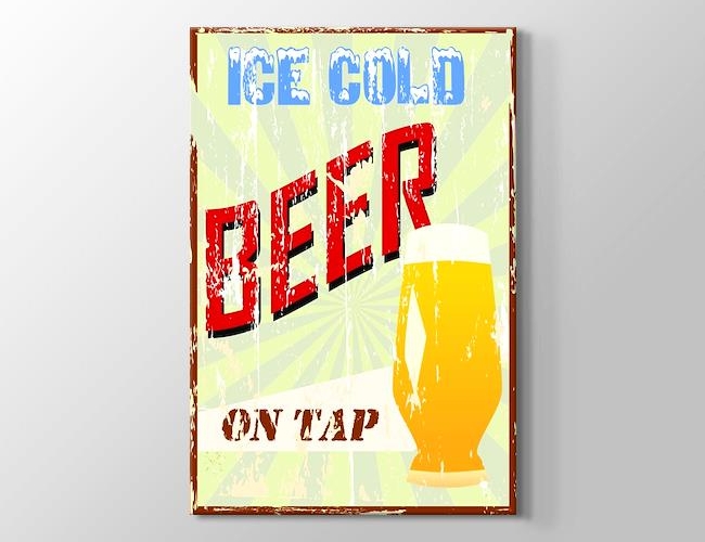 Vintage Bira Afişi - Ice Cold Kanvas tablosu