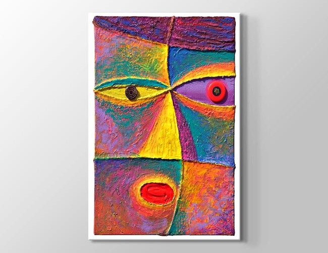 Yağlıboya Görünümlü Renkli Yüz - Gökkuşağı Algı Kanvas tablosu