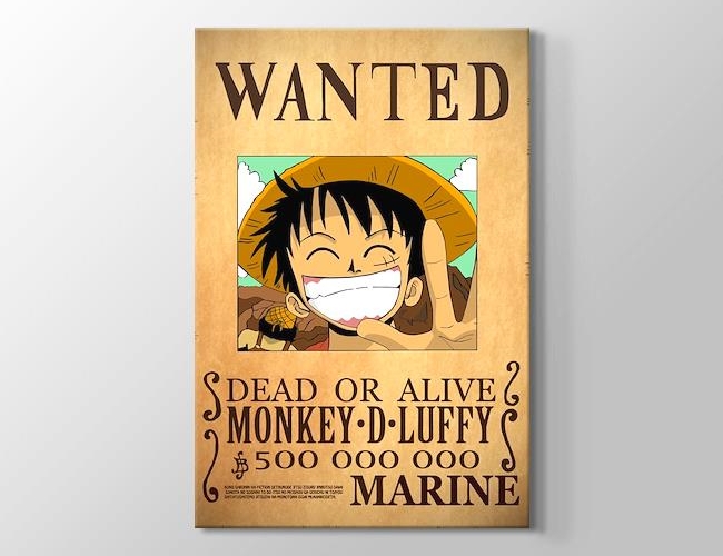 One Piece - Monkey D Luffy - Wanted Kanvas tablosu