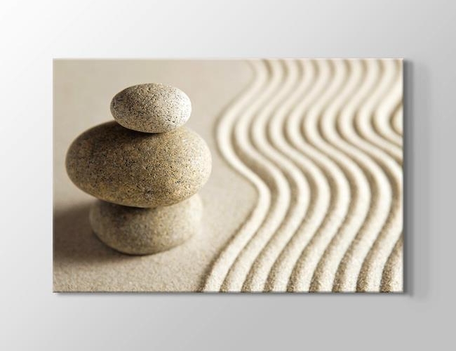 Kumdaki Çakıl Taşları - 3 Taş Kanvas tablosu