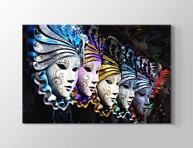 Karnaval Maskeleri - Renkli Maskeler Kanvas tablosu