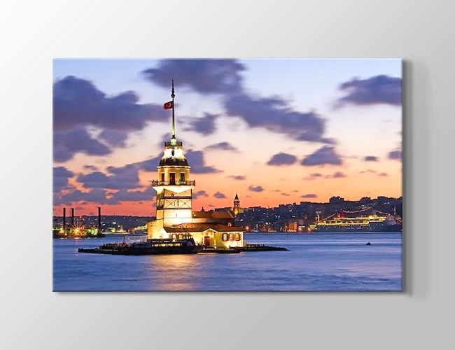 İstanbul - Kız Kulesi Gün Batmadan Kanvas tablosu