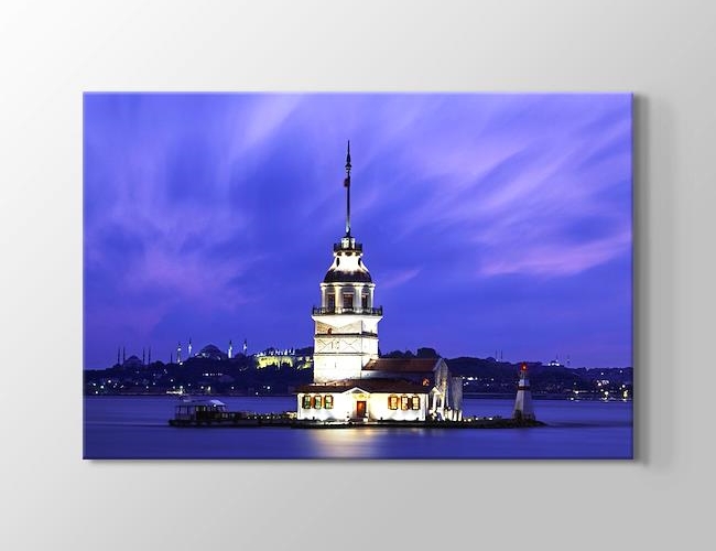 İstanbul - Kız Kulesi Mor Denge Kanvas tablosu